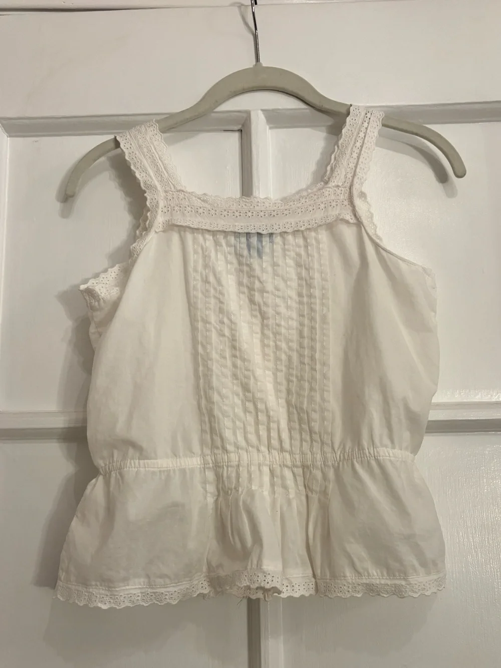 100% Cotton Lace Trim Tank Top